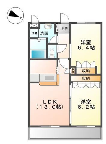 アグア カリエンテ(2LDK/2階)の間取り写真