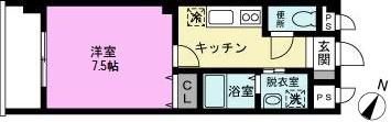 天王山レジデンス(1K/4階)の間取り写真