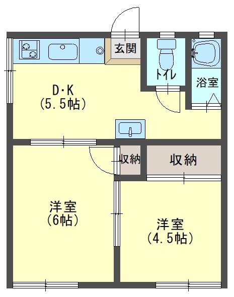 プログレス伊佐津(2DK/2階)の間取り写真