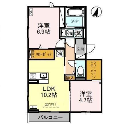 ラ・ビュー7(2LDK/1階)の間取り写真
