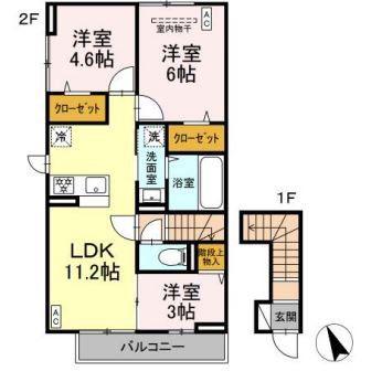 ジェルベーラ(3LDK/2階)の間取り写真