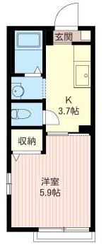 チッタ国立(1K/1階)の間取り写真