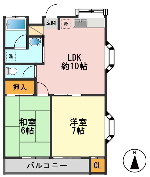 ラ・ドニスハイツ(2LDK/2階)の間取り写真