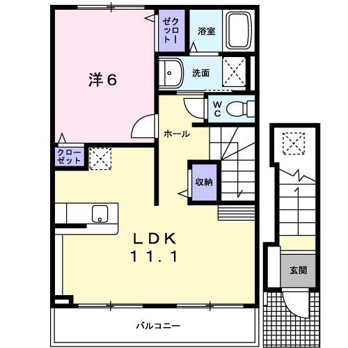 ジュイール(1LDK/2階)の間取り写真