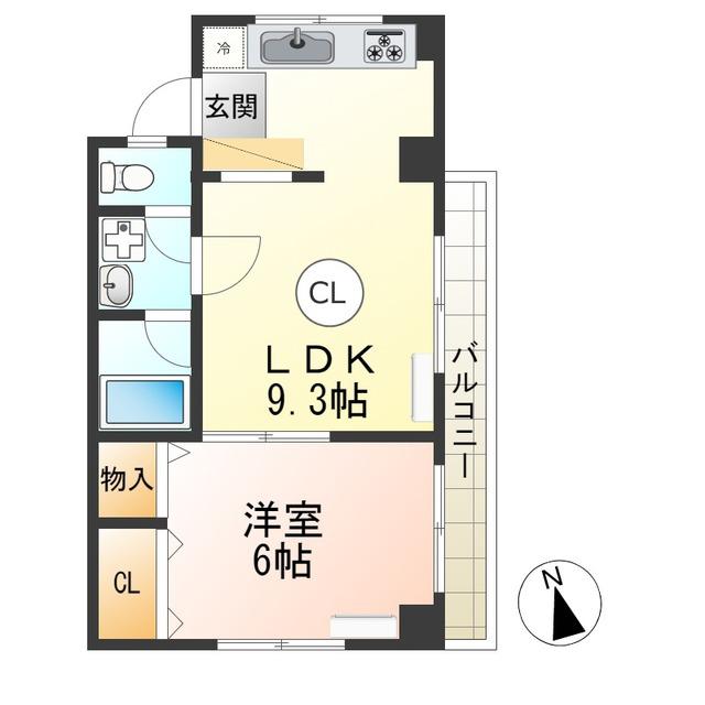 パームコートモズ(1LDK/2階)の間取り写真
