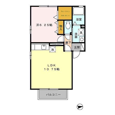 ウィルモア島崎 A棟(1LDK/2階)の間取り写真