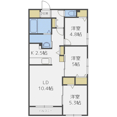 GRAND PLACE MIYANOSAWA(3LDK/4階)の間取り写真