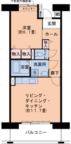 UR津田北町(1LDK/1階)の間取り写真