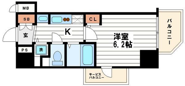 プレサンス心斎橋ルティア(1K/10階)の間取り写真