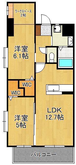 プレミア片野(2LDK/15階)の間取り写真