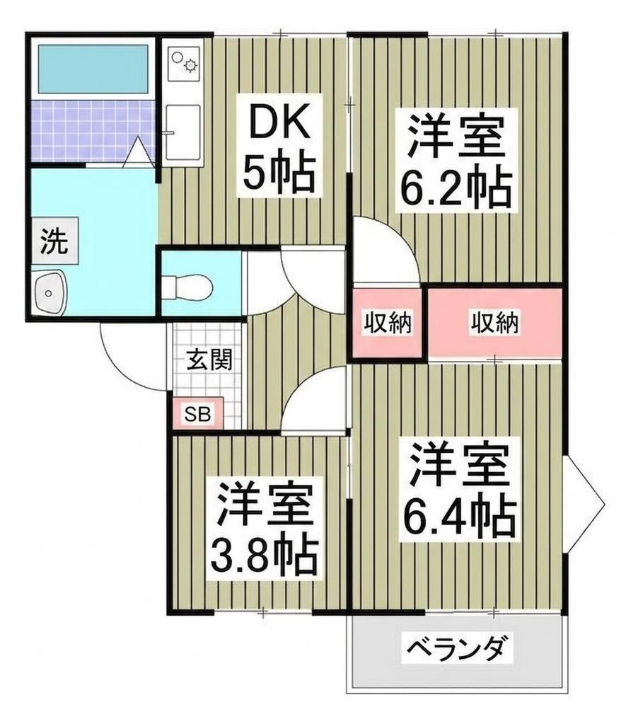 パークハイツD(3DK/1階)の間取り写真