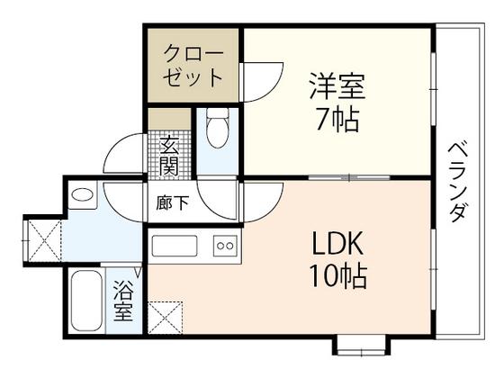 コーポA&H(1LDK/3階)の間取り写真