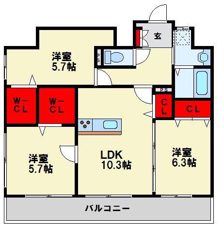LUX紅梅(3LDK/8階)の間取り写真