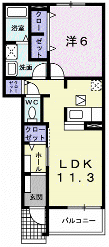 ジラソーレ(1LDK/1階)の間取り写真