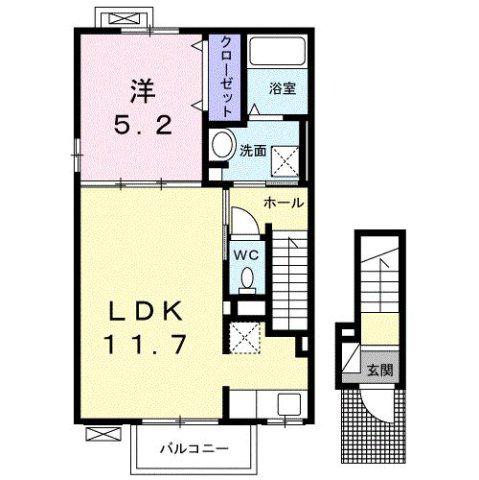クレメント ハウス(1LDK/2階)の間取り写真