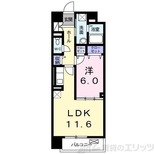 セレノスクエア(1LDK/1階)の間取り写真