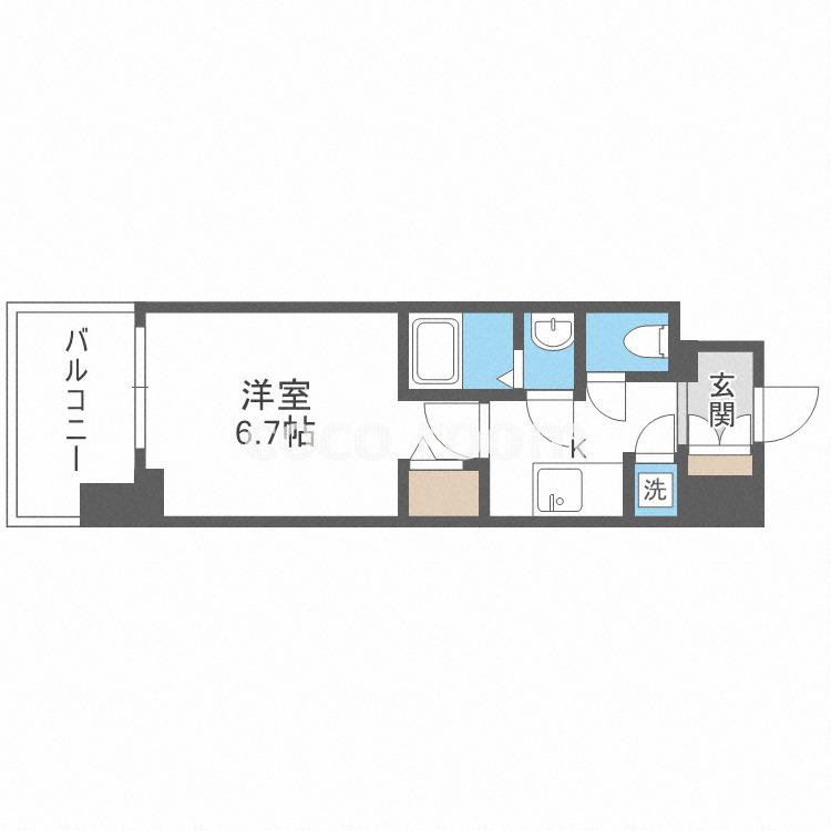 レジュールアッシュ中之島サウス(1K/12階)の間取り写真