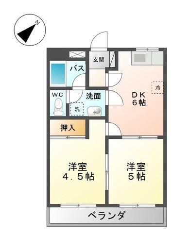 トミーコーポ(2DK/1階)の間取り写真