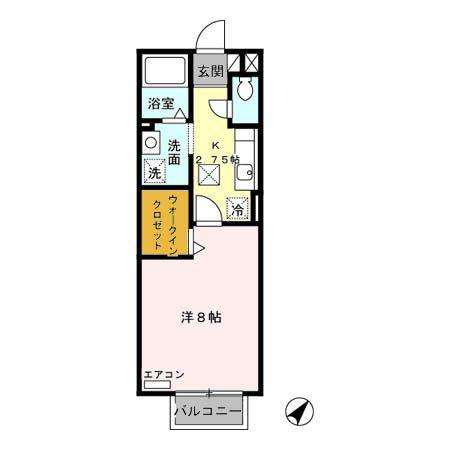 クレールアヴニールB(1K/1階)の間取り写真