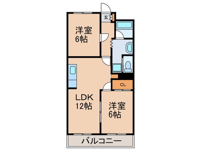 シャトレ大針(2LDK/3階)の間取り写真