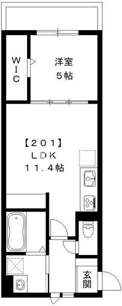 ミキハウスNO.Ⅱ(1LDK/2階)の間取り写真