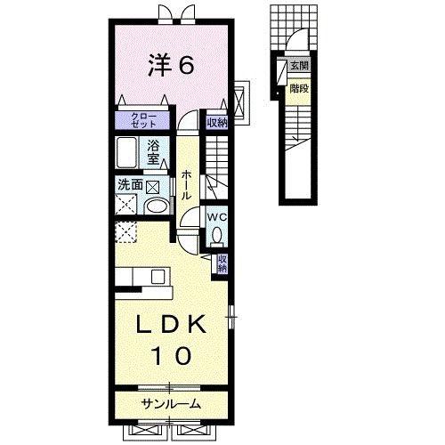 プログレス(1LDK/2階)の間取り写真