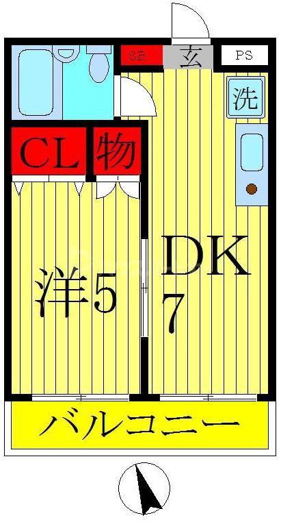 パレ・ドール柏(1DK/3階)の間取り写真