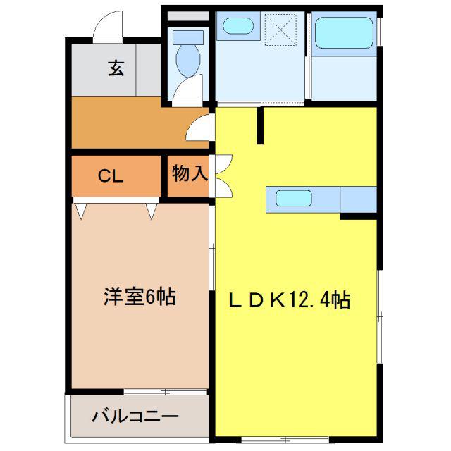 グランコムズ A棟(1LDK/1階)の間取り写真
