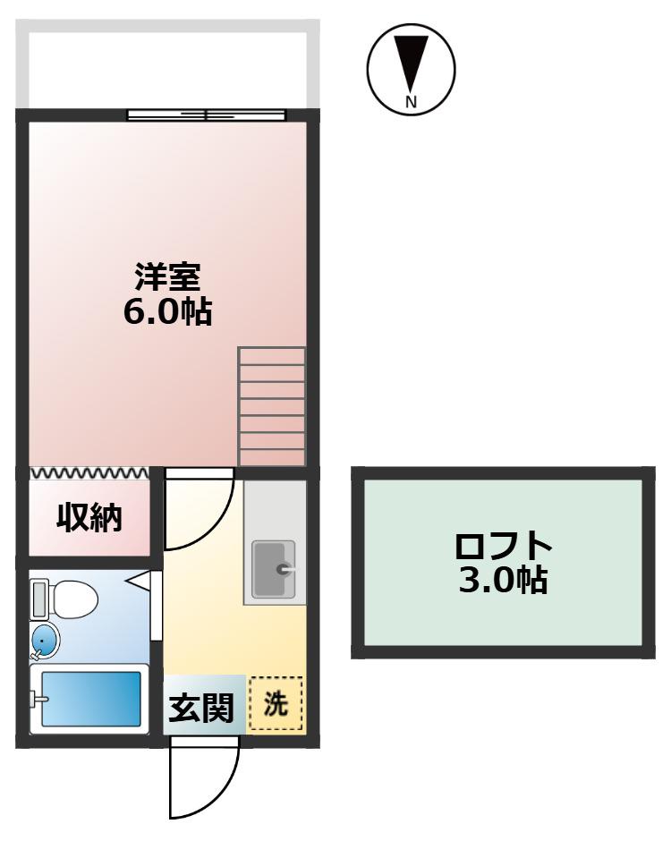 プランタンヨダ(1K/2階)の間取り写真
