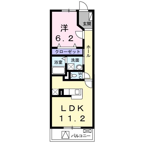 ソレイユカヤノV(1LDK/3階)の間取り写真