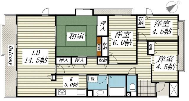 リバーサイド壱番街5号棟(4LDK/3階)の間取り写真