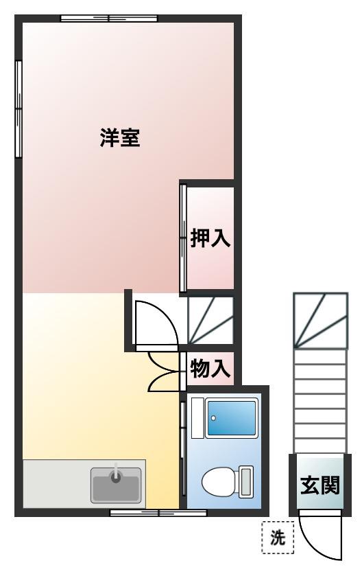 Kハウス(ワンルーム/2階)の間取り写真