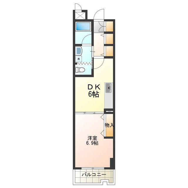 ELLEGRANDE OZU(1DK/6階)の間取り写真