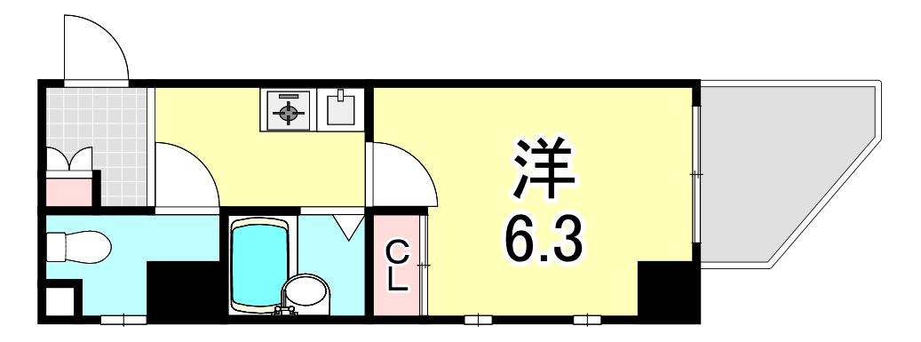 西宮SKYハイツ(1K/2階)の間取り写真