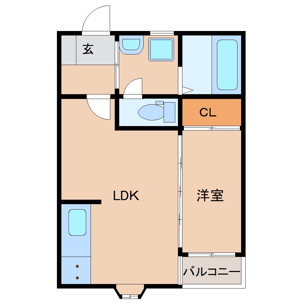 リバパディ水道町(1DK/2階)の間取り写真