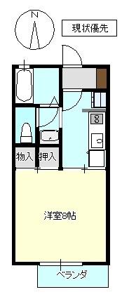 ナガノコアハイツB棟(1K/1階)の間取り写真