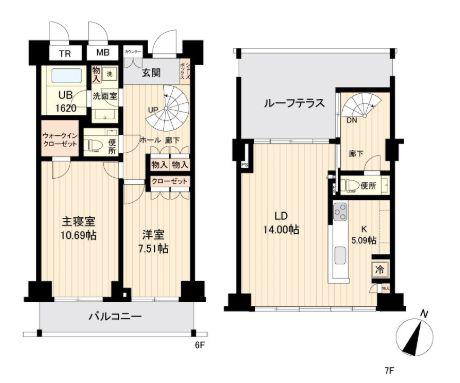エスティメゾン白金台(2LDK/6階)の間取り写真