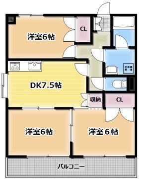 グランディ大曽根(3DK/2階)の間取り写真