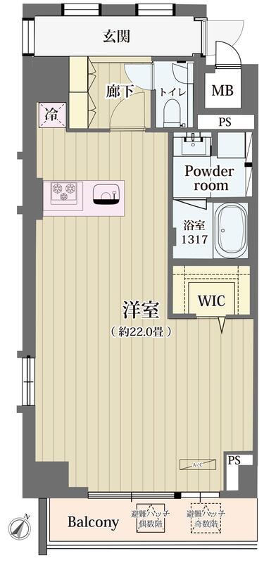 シュトラーレ神山町(ワンルーム/9階)の間取り写真