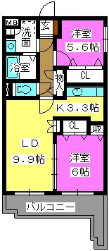 WINDYHILL(2LDK/3階)の間取り写真