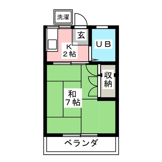 尾崎ハイツ(1K/2階)の間取り写真