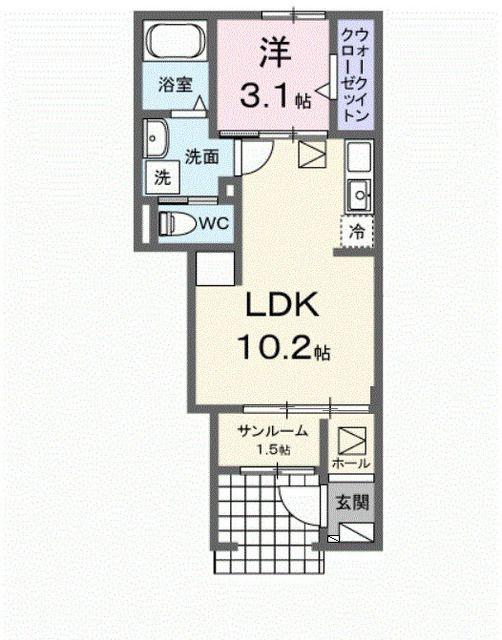 アマルコルド(1LDK/1階)の間取り写真