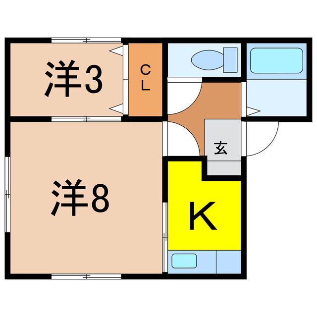 ジュピター(1SK/1階)の間取り写真