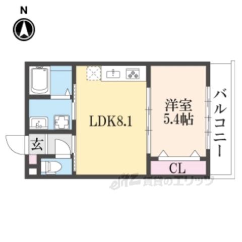 PRIVATE RASIDENCE東山七条(1LDK/2階)の間取り写真