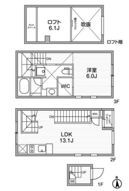 ルクレ自由が丘(1LDK/2階)の間取り写真