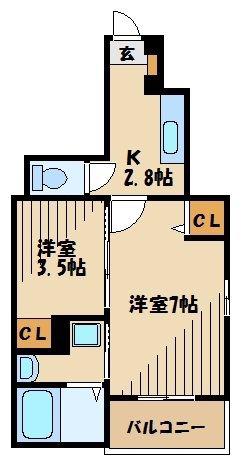 フォーレスト(1SK/1階)の間取り写真