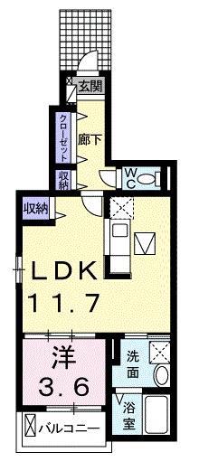 カンパネッラ コンソナーレ(1LDK/1階)の間取り写真