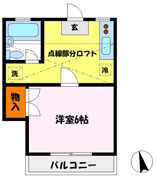 エステート小金22(1DK/2階)の間取り写真