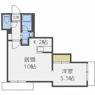 フォンテーヌ麻生(1LDK/1階)の間取り写真