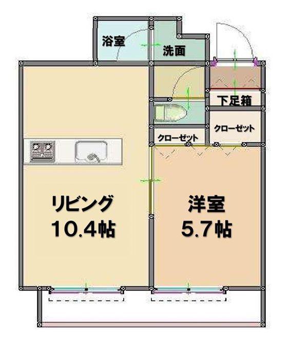 グランディールキョウワ(1LDK/3階)の間取り写真